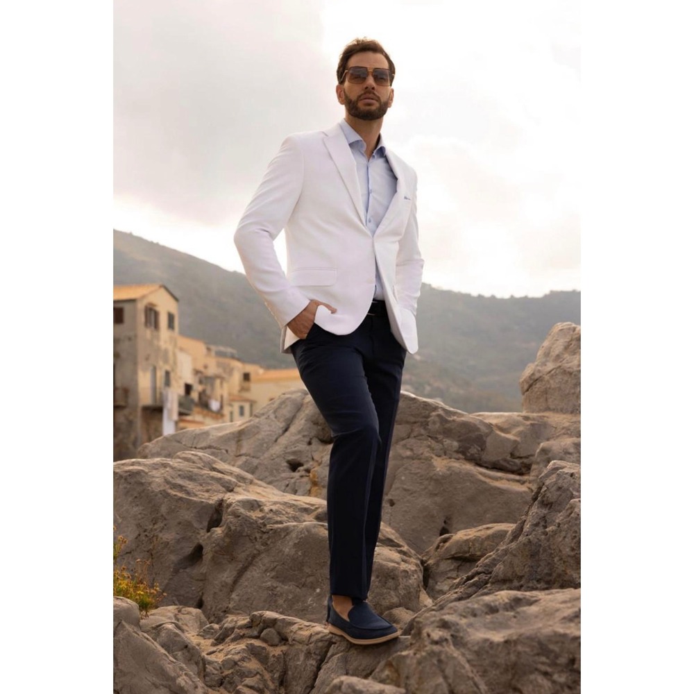 Mojito Collection Mens White Linen Blazer Sport Coat Two Button Jacket Size 40